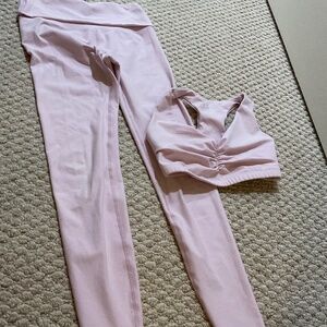 Ballet pink outfit highwaisted gold over leggings with bra top and tank